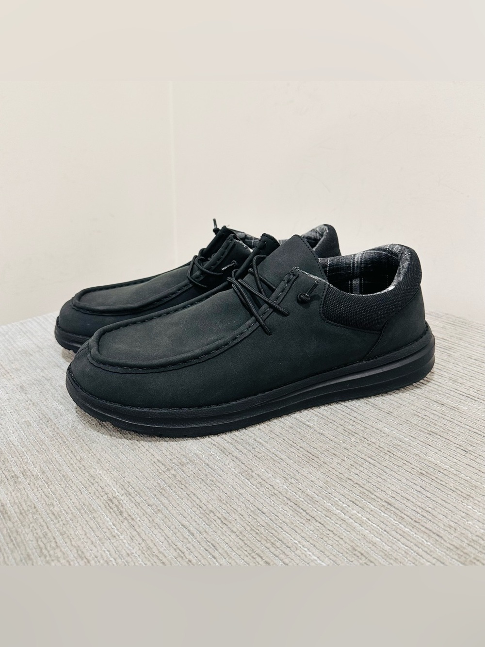 Fran Willor Men's Loafers Shoes Size US 12 EUR 46 Black Casual Moc Toe Slip On
